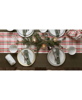 Kitchen and Table Top Jolly Tree Collection Table Runner, Nutcracker Plaid, 14" x 108"