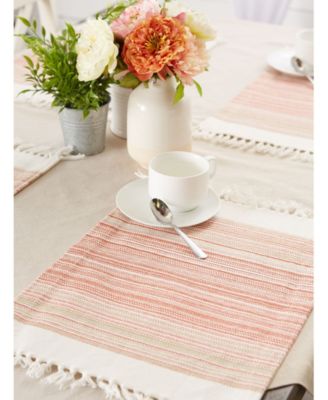 Fringed Stripe Table Toppers, 13" x 20", Set of 6