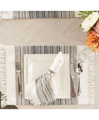 Fringed Stripe Table Toppers, 13" x 20", Set of 6