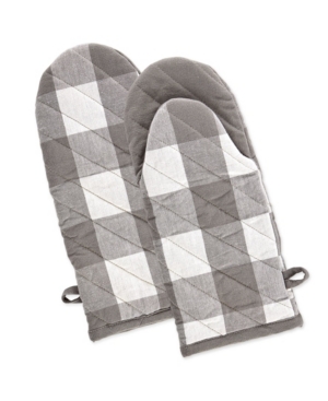Design Imports Buffalo Check 2-pack Kitchen Mitts In Gray