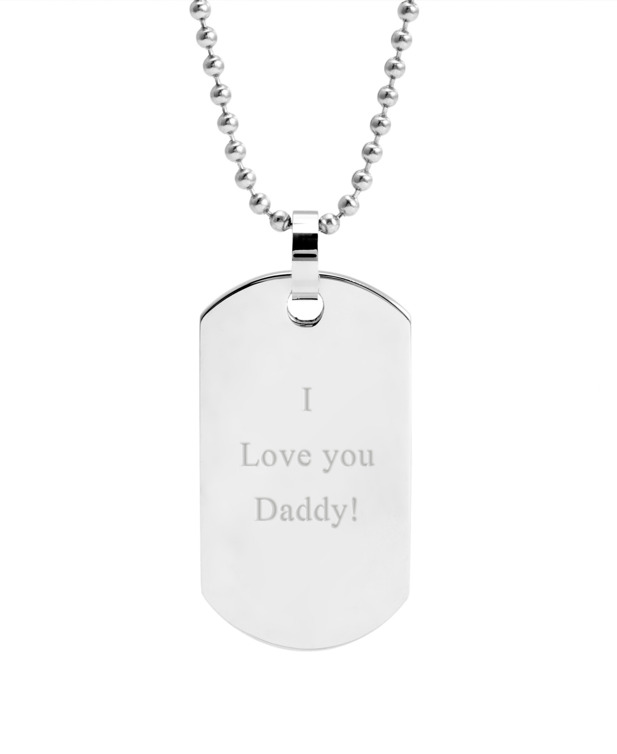 Eve's Jewelry Men's Large Stainless Steel "I Love You Daddy" Dog Tag Necklace