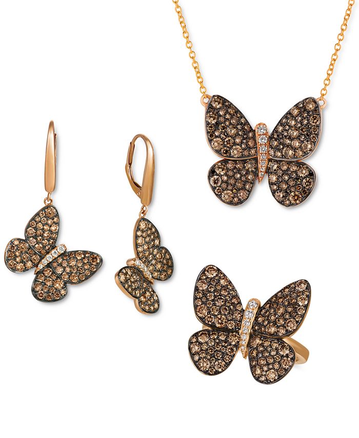 Le Vian Chocolatier® Chocolate & Vanilla Diamond Butterfly Jewelry  Collection in 14k Rose Gold - Macy's