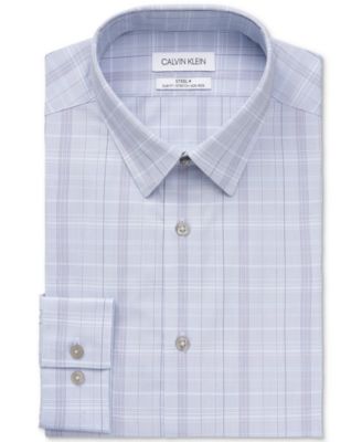Calvin Klein - Men's Steel Slim-Fit Non-Iron Performance Stretch Blue Plaid Dress Shirt