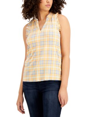 Michael Kors - V-Neck Plaid Top, Regular & Petite