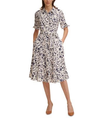 Calvin Klein Floral-Print Shirtdress - Macy's