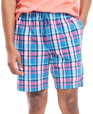 Nautica - Men's Blue and Pink Plaid Pajama Shorts