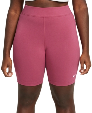 Nike Women's Sportswear Essential High-waist Bike Shorts In Sweet Beet/white