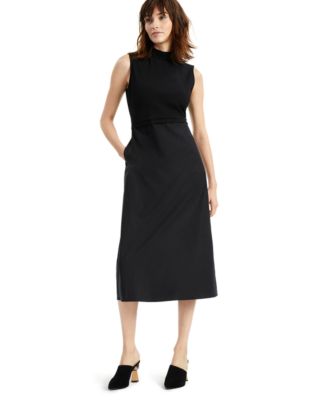 Alfani - Mixed-Media Drawstring-Waist Dress