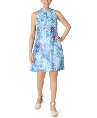 Robbie Bee - Petite Mock-Neck Chiffon Trapeze Dress