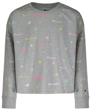 Big Girls All Over Print C-Script Boxy French Terry Crew Tee