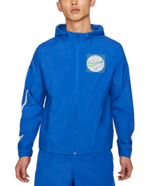 Nike Men's Essential Wild Run Dwr Color-Changing Logo-Print Hooded Jacket