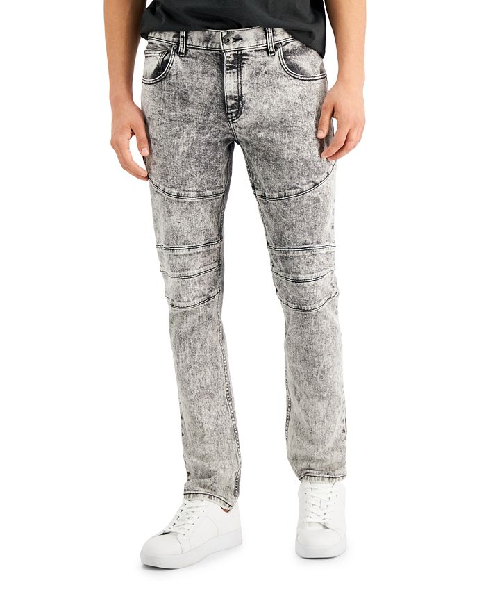 INC International Concepts Men's Gray Acid-Wash Biker Skinny-Fit Jeans ...