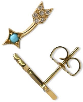 Jac + Jo by Anzie - Turquoise & Diamond (3/5 ct. t.w.) Arrow Ear Climbers in 14k Gold