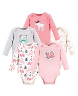 Baby Girls Cotton Long-Sleeve Bodysuits 5 Pack