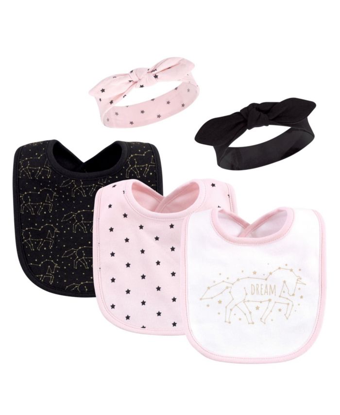 Hudson Baby Baby Girls and Boys Cotton Bib and Headband or Caps Set, 5 Pack & Reviews - All Baby Gear & Essentials - Kids - Macy's