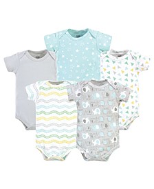 Baby Girls and Boys Cotton Bodysuits, 5 Pack
