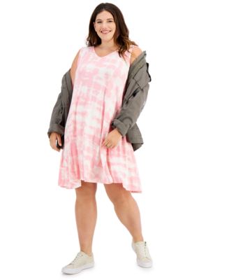Style & Co - Plus Size Sleeveless Tie-Dyed Swing Dress