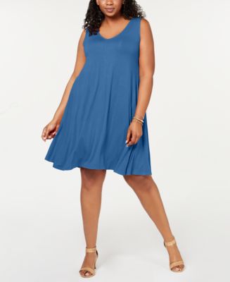 Style & Co Plus Size Solid Crisscross-Back Dress, Created for Macy's ...
