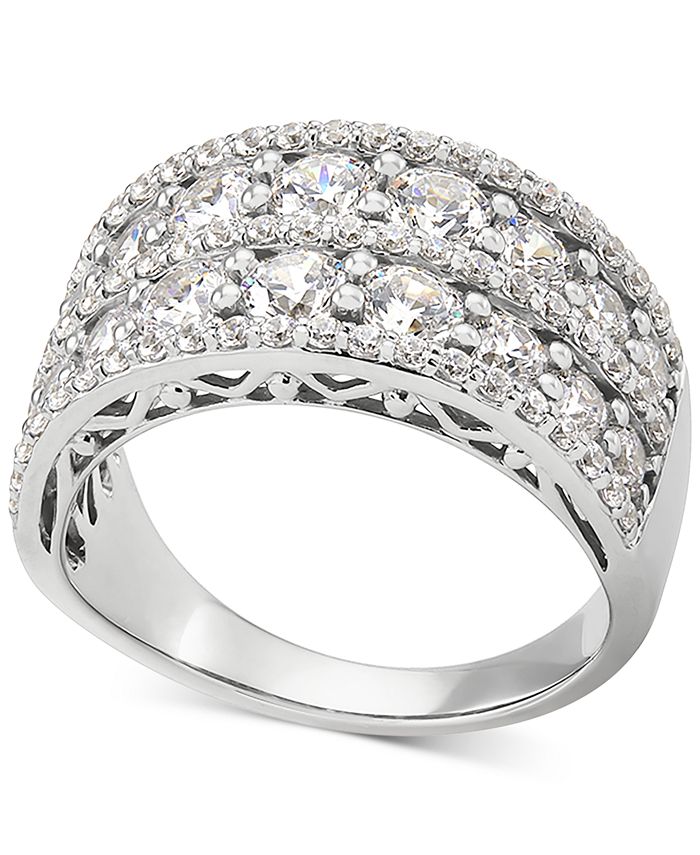 Arabella Cubic Zirconia Two Row Statement Ring in Sterling Silver Macy's