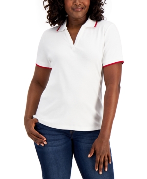 Karen Scott Cotton Piped Polo Created for Macy's