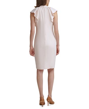 Calvin Klein Flutter-Sleeve Mock-Neck Sheath Dress - Macy's