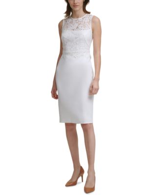 macy's calvin klein white dresses