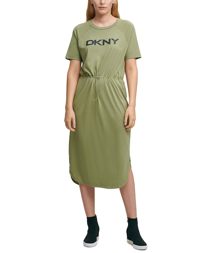 DKNY Solid Drawstring Waist Logo Dress Macy s