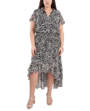 1.STATE TRENDY PLUS SIZE PRINTED HIGH-LOW DRESS