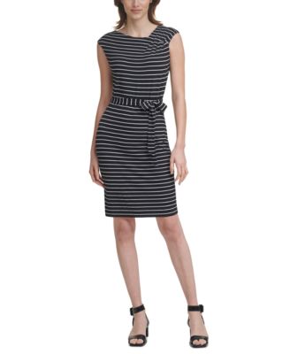 Calvin Klein - Petite Asymmetrical-Neck Knit Sheath Dress
