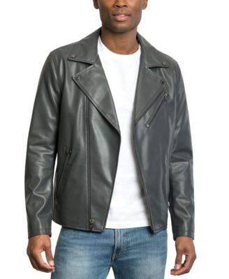 Men's Faux Leather Asymmetrical Jacket