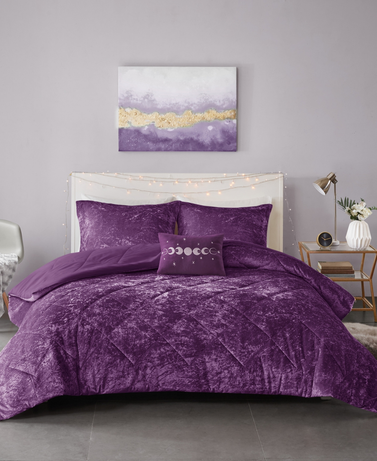 Intelligent Design Felicia Velvet 4-pc. Comforter Set, King/california King In Purple
