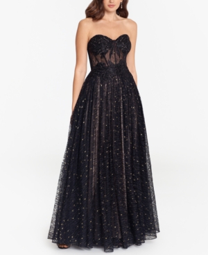 BETSY & ADAM STRAPLESS TULLE BALL GOWN 