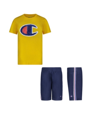 Little Boys Short Sleeve Tees and Mesh Short Set of 2