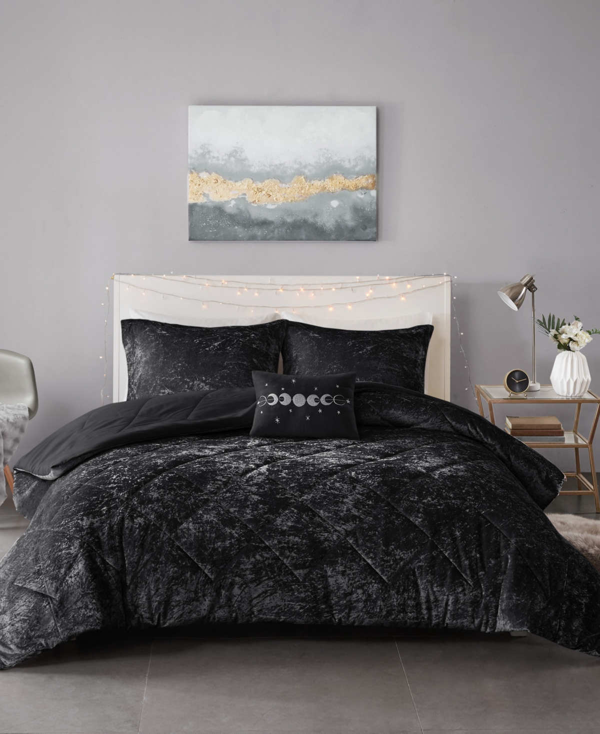 Intelligent Design Felicia Velvet 4-pc. Comforter Set, Full/queen In Black