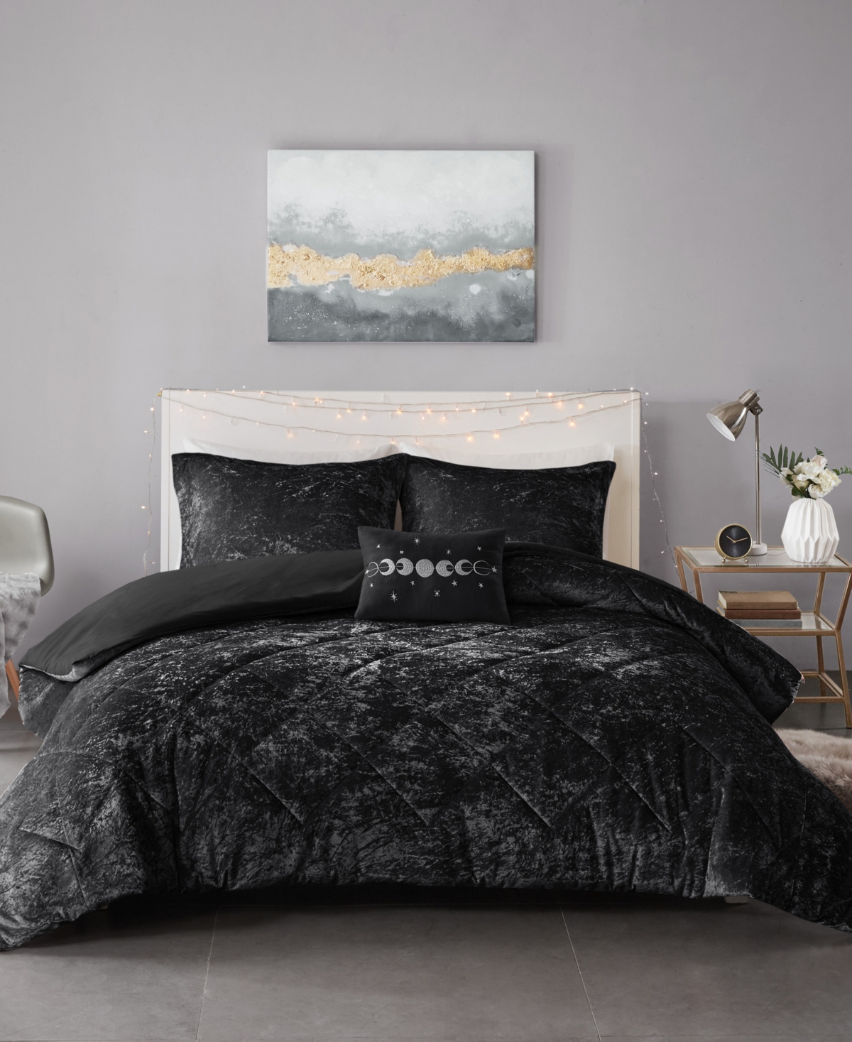 Intelligent Design Felicia Velvet 4-piece Full/queen Duvet Cover Set In Black