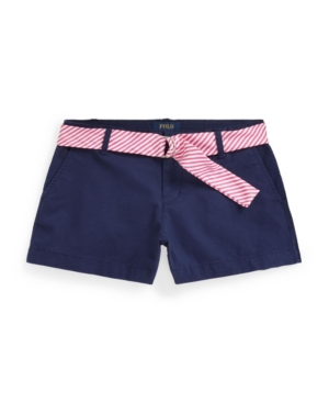 Little Girls Belted Stretch Chino Shorts