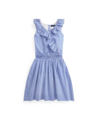 Polo Ralph Lauren Big Girls Gingham Seersucker Dress - Macy's