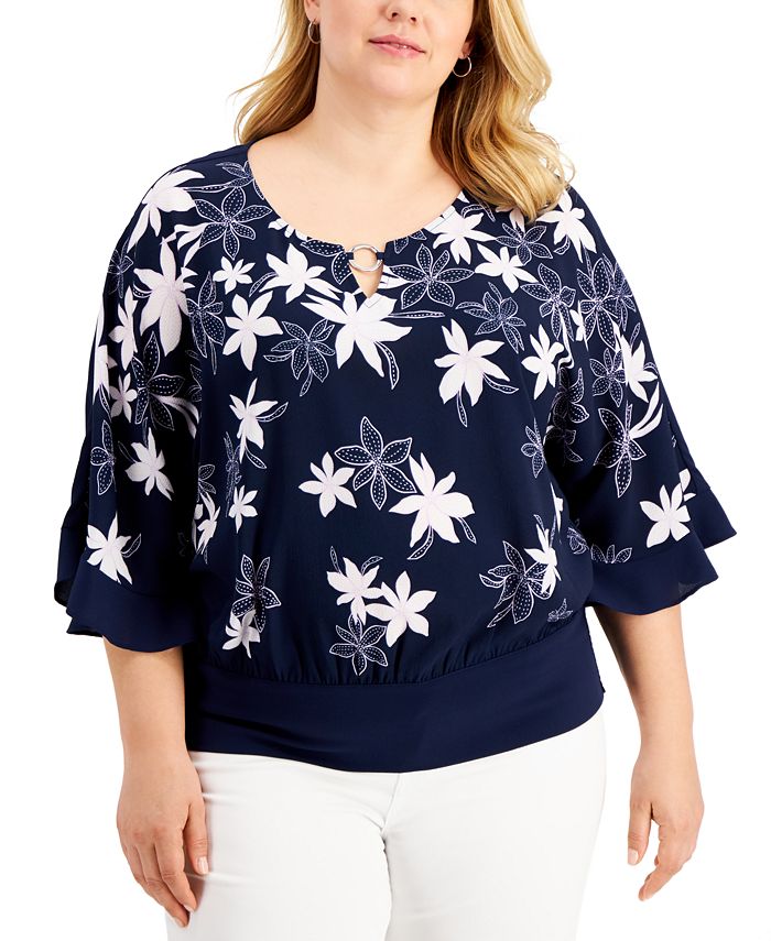 JM Collection Plus Size Scoopneck Top, Created for Macy's - Macy's