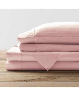 Shop Brielle Home 300 Thread Count Cotton Dobby Striped Sheet Set, Full In Blush