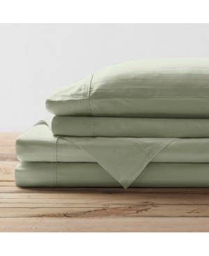 Brielle Home 300 Thread Count Cotton Dobby Striped Sheet Set, Full In Sage