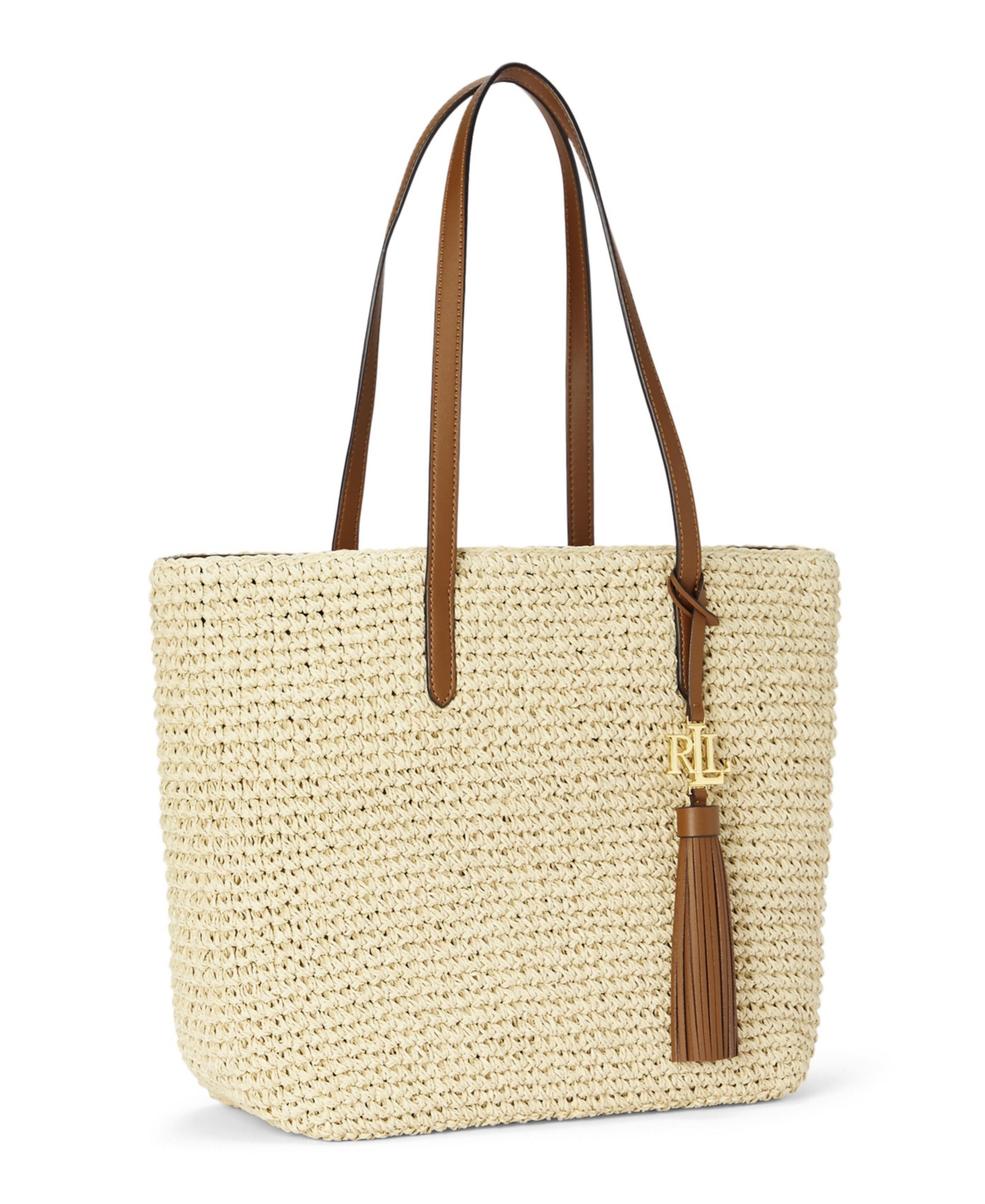 Ralph Lauren Crochet-straw Medium Whitney Tote In Natural,lauren Tan