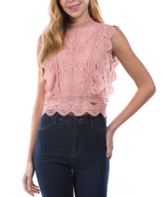 Lucy Paris - Sleeveless Lace Cropped Top