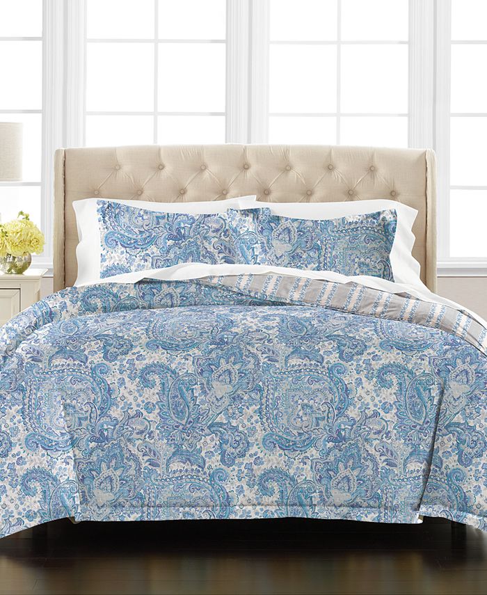 Martha Stewart Collection Paisley 3Pc. Reversible King Comforter Set