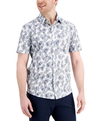 Michael Kors - Men's Slim-Fit Stretch Tossed Leaf-Print Shirt