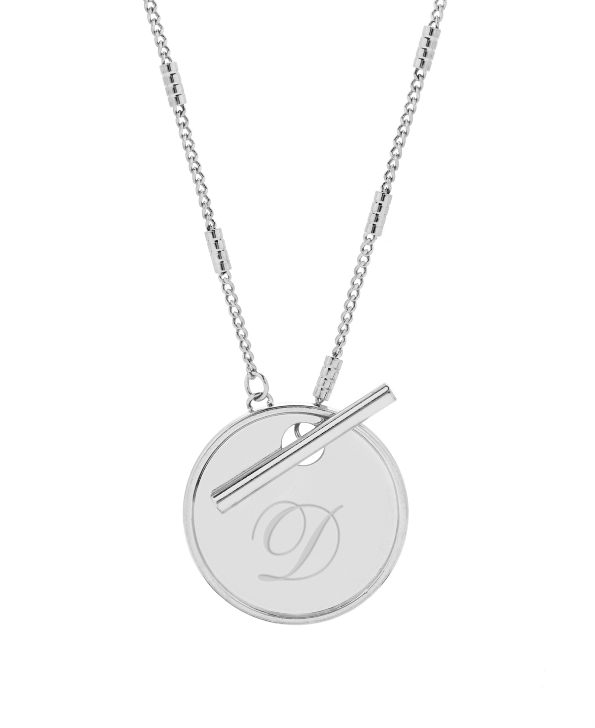 Grace Initial Toggle Necklace - Rhodium- D