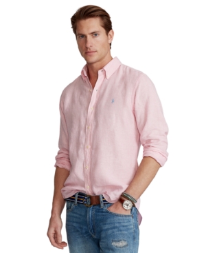 Polo Ralph Lauren Men's Classic Fit Linen Shirt In Light Pink