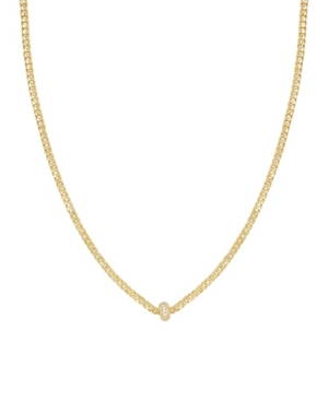 Shop Ettika Simple Flat Chain And Crystal Bead Necklace In Gold Plated