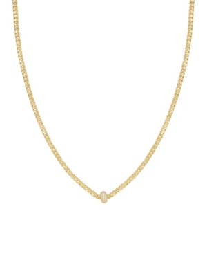 Ettika Simple Flat Chain And Crystal Bead Necklace In Gold Plated