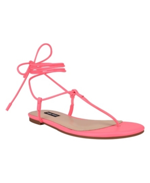 Nine West Women's Tella T-Strap Tie-Up Sandals Women's Shoes
