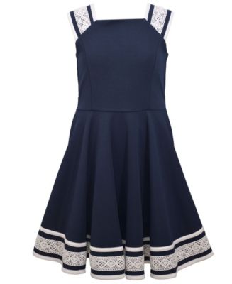 Bonnie Jean Little Girls Textured Knit Skater Dress - Macy's